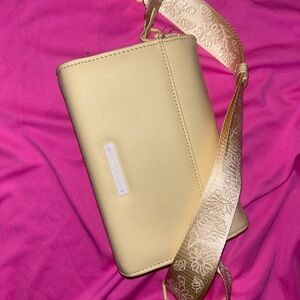 Betsey Johnson Yellow & white Crossbody Bag with adjustable Strap